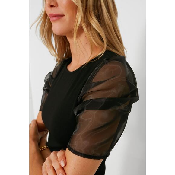 HYACINTH HOUSE Black Tulle Sleeve Darby Dress Size XS NWT - Picture 6 of 8